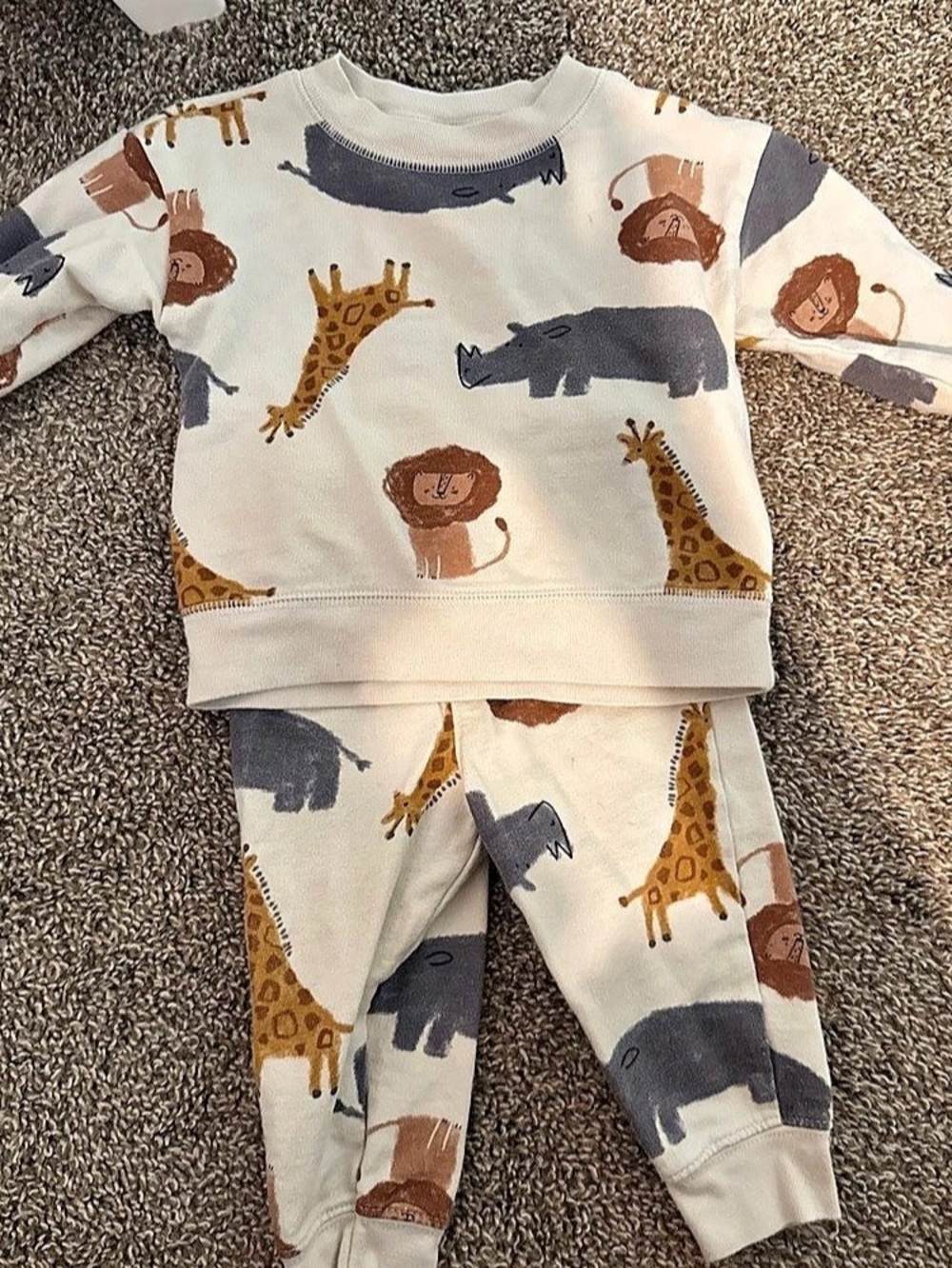 Carter's Baby 2-Piece Safari Animal Print Pullover & Pant Set Baby 9m